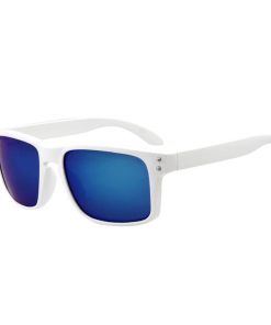 Hvide Solbriller med Blåt spejlglas