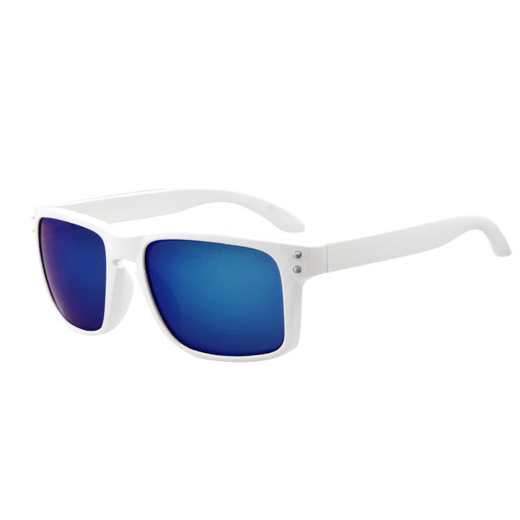 Hvide Solbriller med Blåt spejlglas