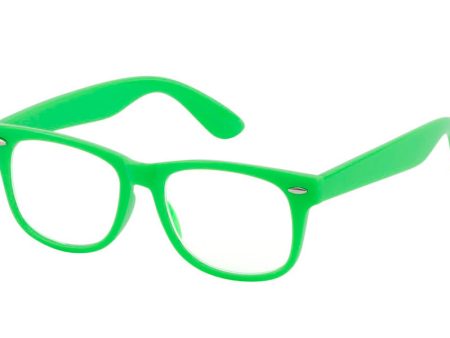 Neon grøn Wayfarer briller med klart glas