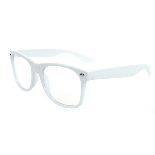Hvid wayfarer solbriller med klart glas