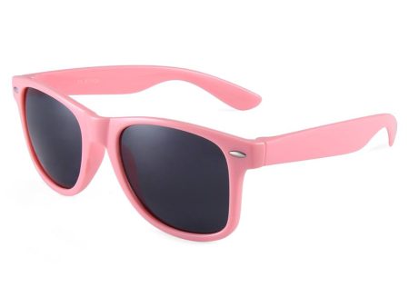 Lyserøde Wayfarer solbriller med sort glas