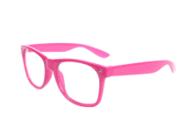 Pink wayfarer briller med klart glas.