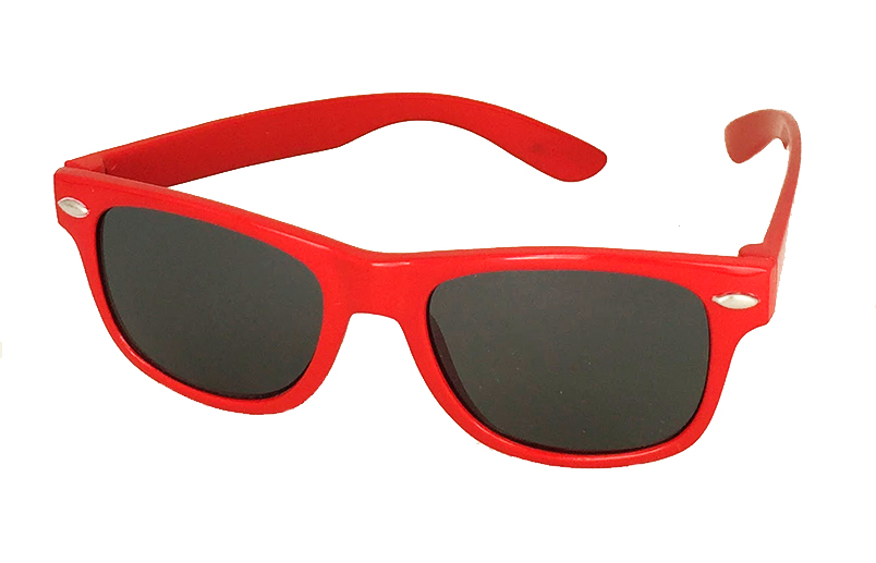 Røde Wayfarer solbriller med sort glas
