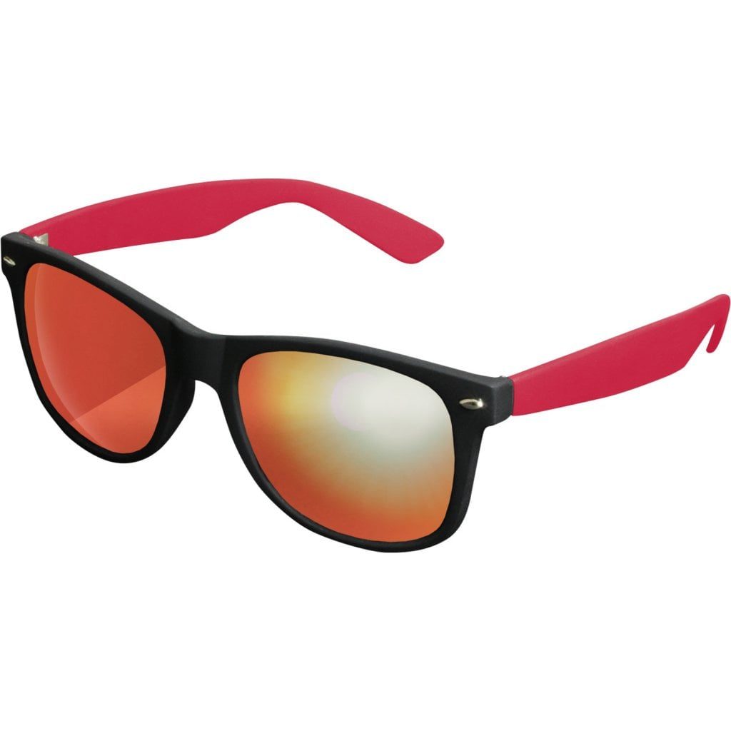 Sort Wayfarer solbrille med spejlglas og røde stænger