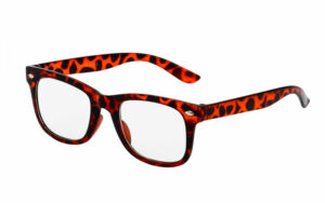 Leopard brun Wayfarer briller med klart glas.
