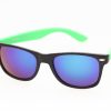 sort Wayfarer solbrille med spejlglas og grønne stænger