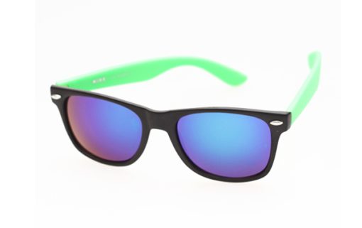 sort Wayfarer solbrille med spejlglas og grønne stænger